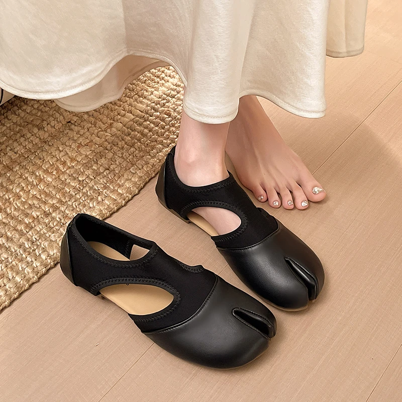 

Женские сандалии с круглым носком, раздельным мыском, мягкой подошвой, нескользящие, на низком каблуке, с глубоким вырезом, дышащие