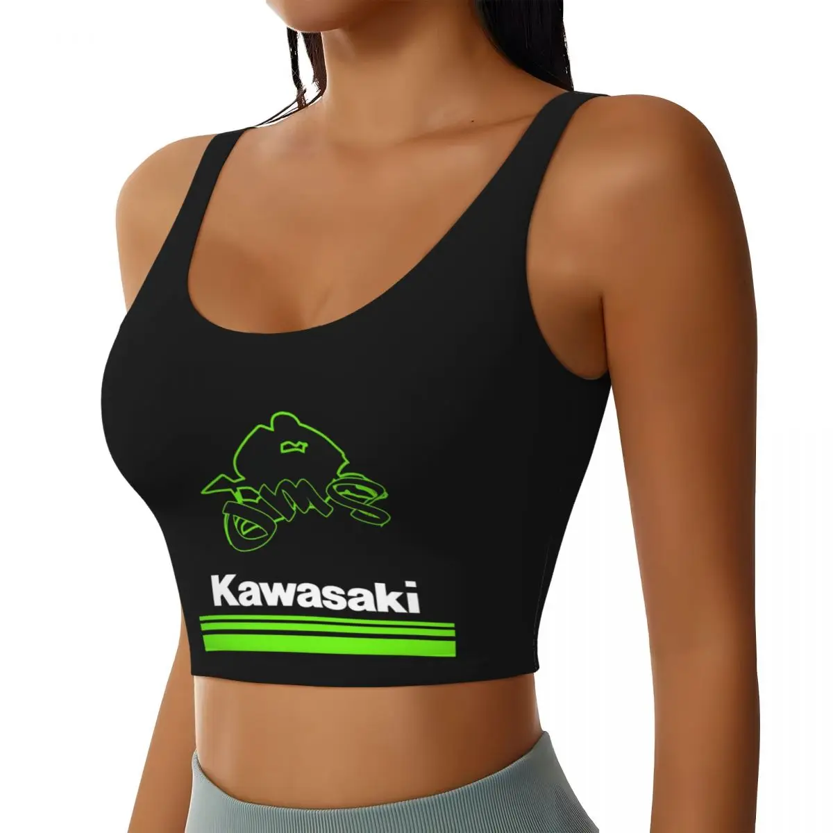Custom Motorcycle Sport Racing Kawasakis Workout Crop Tank Tops for Women Running Sports Bras