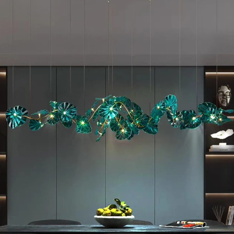 Lámpara de araña de cristal de lujo para vestíbulo de hotel o villa, lámpara de techo moderna de diseño italiano con forma de hoja para sala de estar o recibidor.