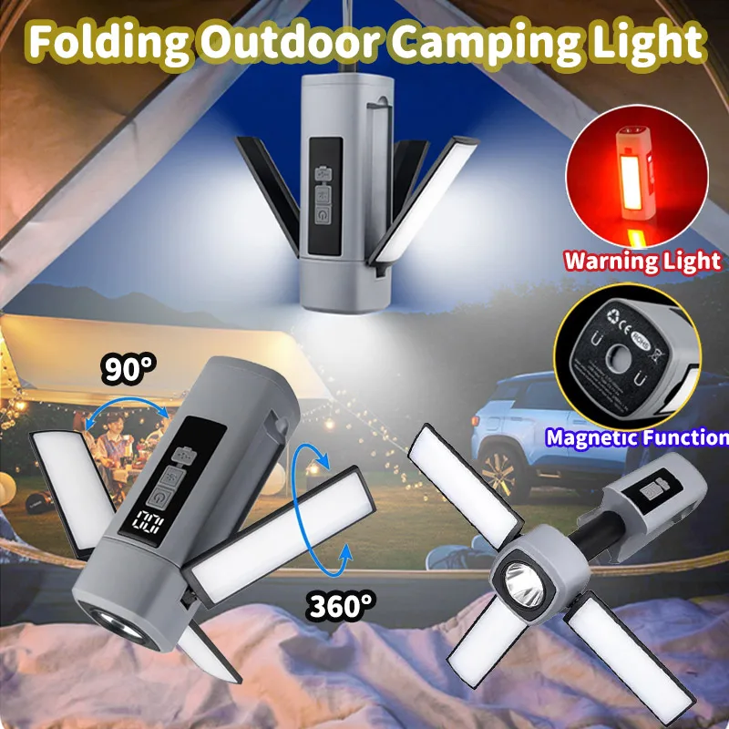

Folding Portable Lanterns Rechargeable Tent Hanging Lamp Outdoor Emergency Camping Hiking Work Lights with Battery Display