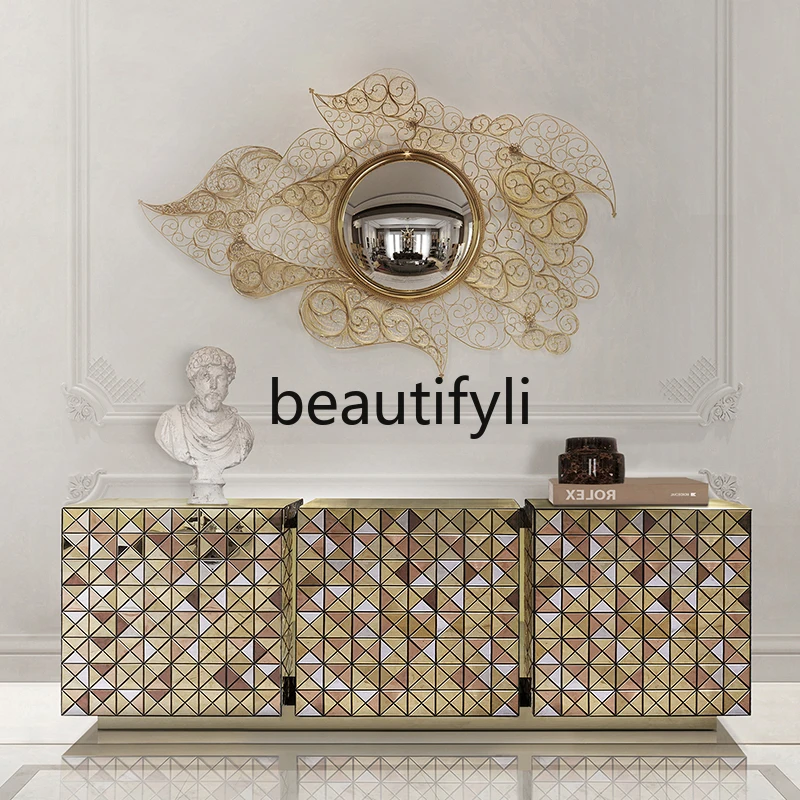 

Italian Style Light Luxury Solid Wood Entryway Cabinet Sideboard Wall-Mounted Home Storage Cabinet Designer