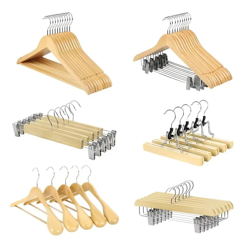 

5pcs Wholesale Custom Wooden Hanger Free Customization Luxury Hangers for Clothes Suitable Hotel and Supermarket Wholesale Bulk