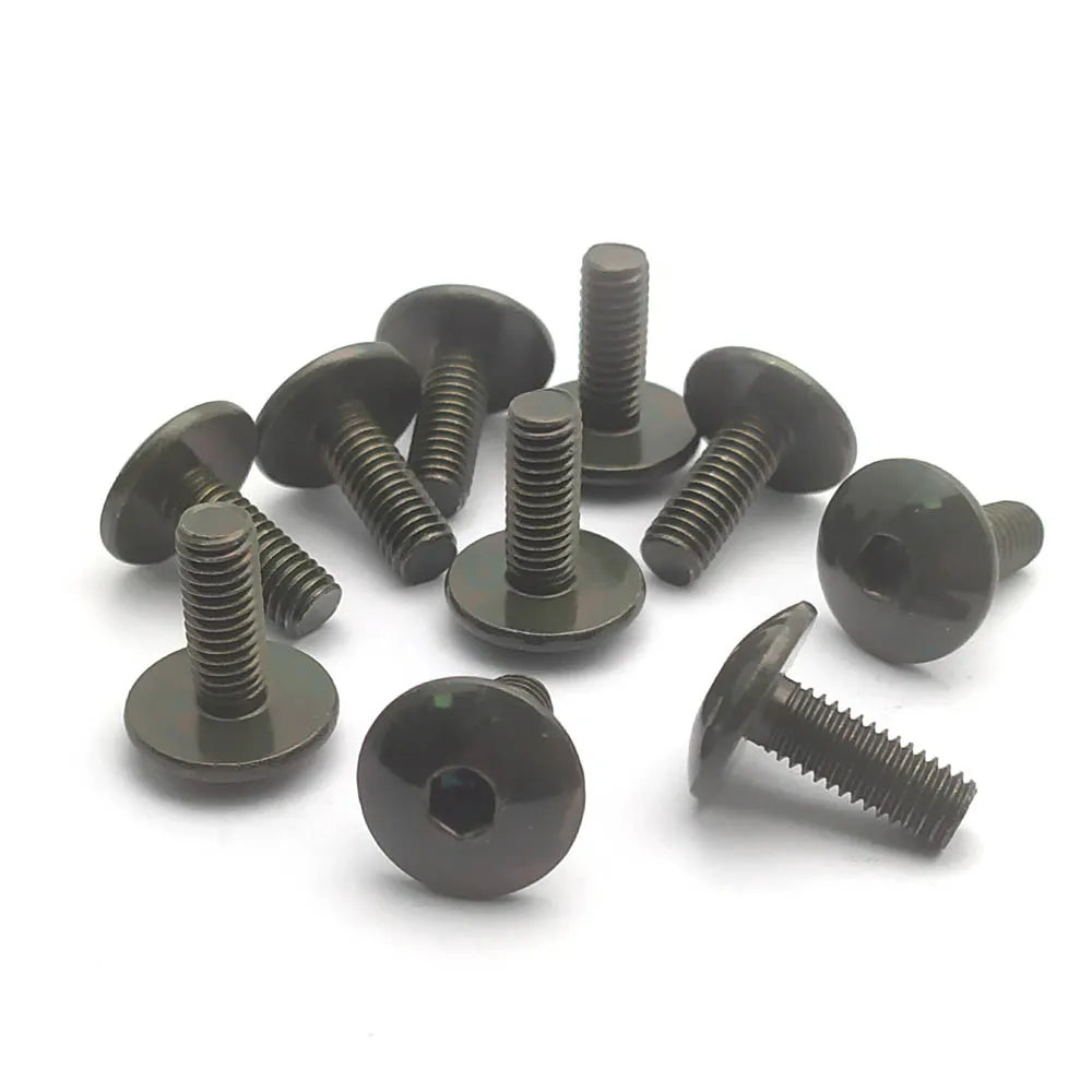 10pcs Big Flat Round Head Inner Hexagon Screw Bolt M6 6mm for Motorcycle Scooter ATV Moped Plastic Cover