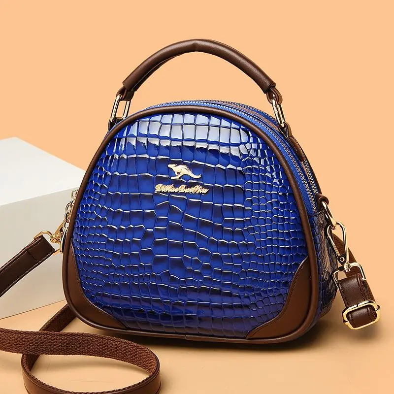 

New Fashion Circular Alligator Pattern Women Handbags European Patent Leather Shoulder Bags Female Brand Luxury Crossbody Bag