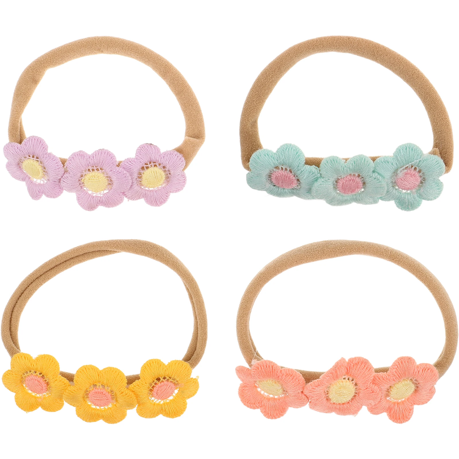 

4pcs Daisy Band Soft Elastic Flower Headbands Ponytail Holders For Adjustable Comfortable Easy Clean