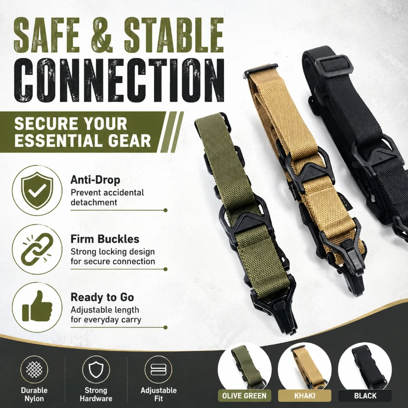 Robust Outdoor Carry Belt Multi‑Style Connection Hooks Wearproof Nylon Fabric for Hobby Equipment Hanging