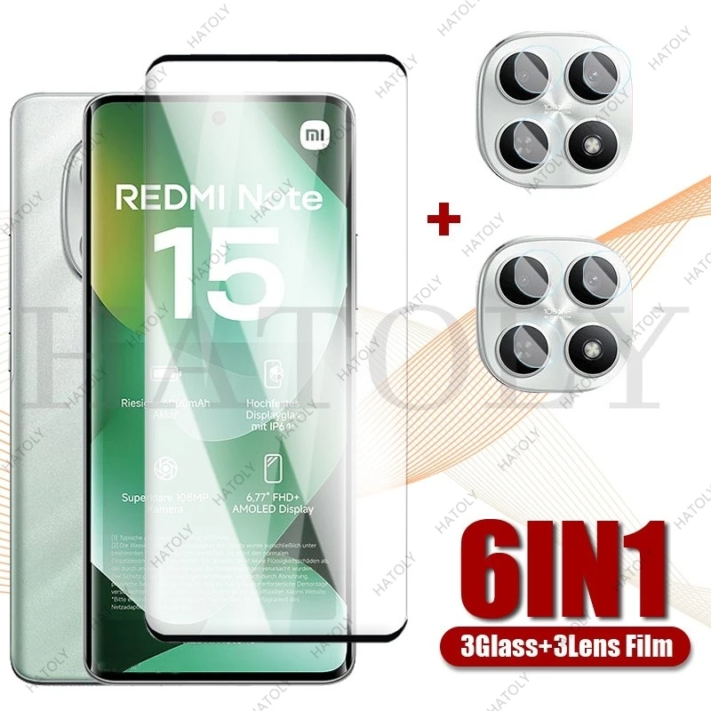 

4PCS Full Tempered Glass For Redmi Note 15 4G Screen Protector on Redmi Note 15 4G Protective Cover Glass For Redmi Note 15 4G