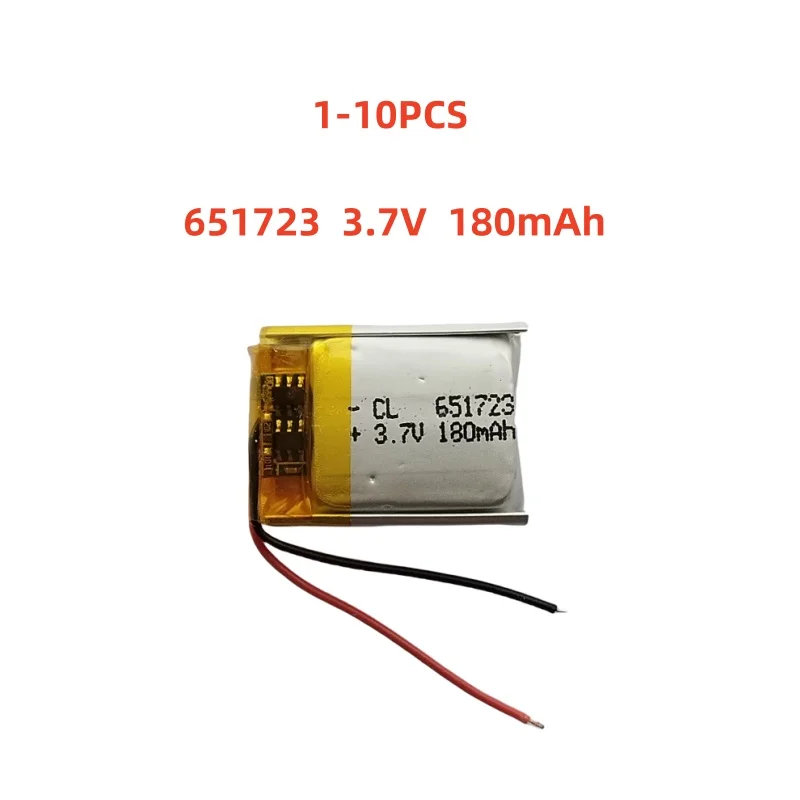 

651723 3.7V 180mAh Small Size Lipo Rechargeable Battery Lithium Polymer For MP3 Bluetooth MID headset headphone video pen