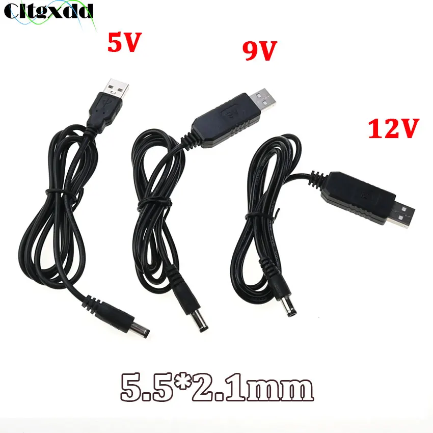 Cltgxdd USB to DC 5.5*2.1 Power Cable USB 5V 9V 12V Charging Cable Power Cord Plug Connector Adapter For Router Mini Fan MP3/MP4