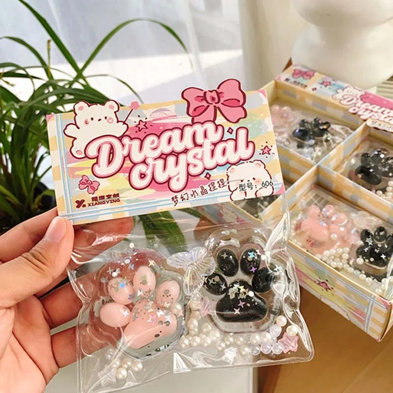 Squishy gato pata pitada brinquedo fidget recuperação lenta alívio do estresse brinquedos cubo transparente blingbling squeeze brinquedo presente para crianças