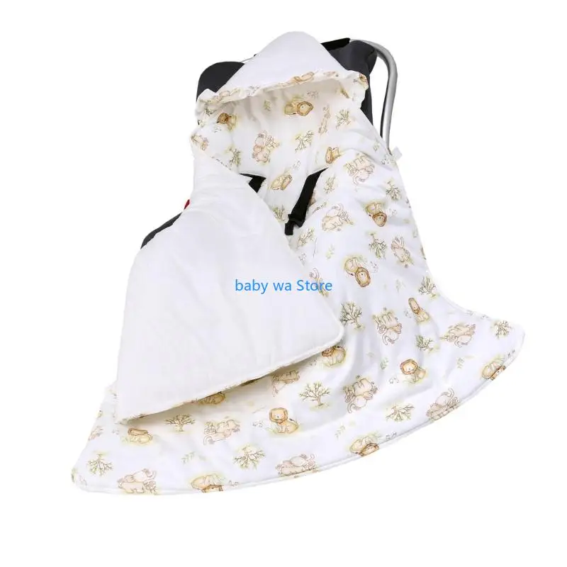 بطانية مقعد سيارة للأطفال مزدوجة الجوانب، قماط ناعمة قابلة للتنفس للاستخدام في الفصول الأربعة 4XBD #4