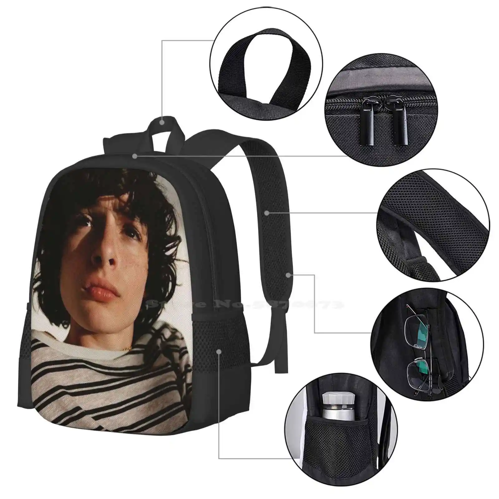 Finn Wolfhard New Arrivals Unisex Bags Student Bag Backpack Finn Wolfhard Finnwolfhard Reddie Richietozier Richie Tozier It