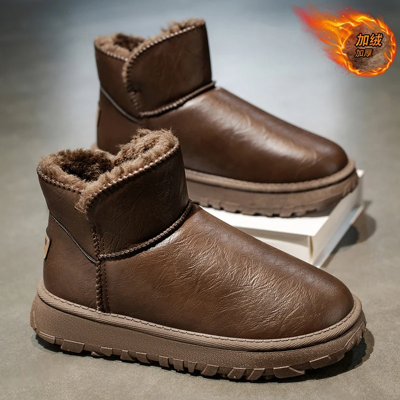 أحذية ثلج معزولة لعام 2025 للرجال، مبطنة بالفرو الصناعي ومضادة للانزلاق، مثالية لعيد المحاربين القدامى والتزلج أو التزلج على الجليد