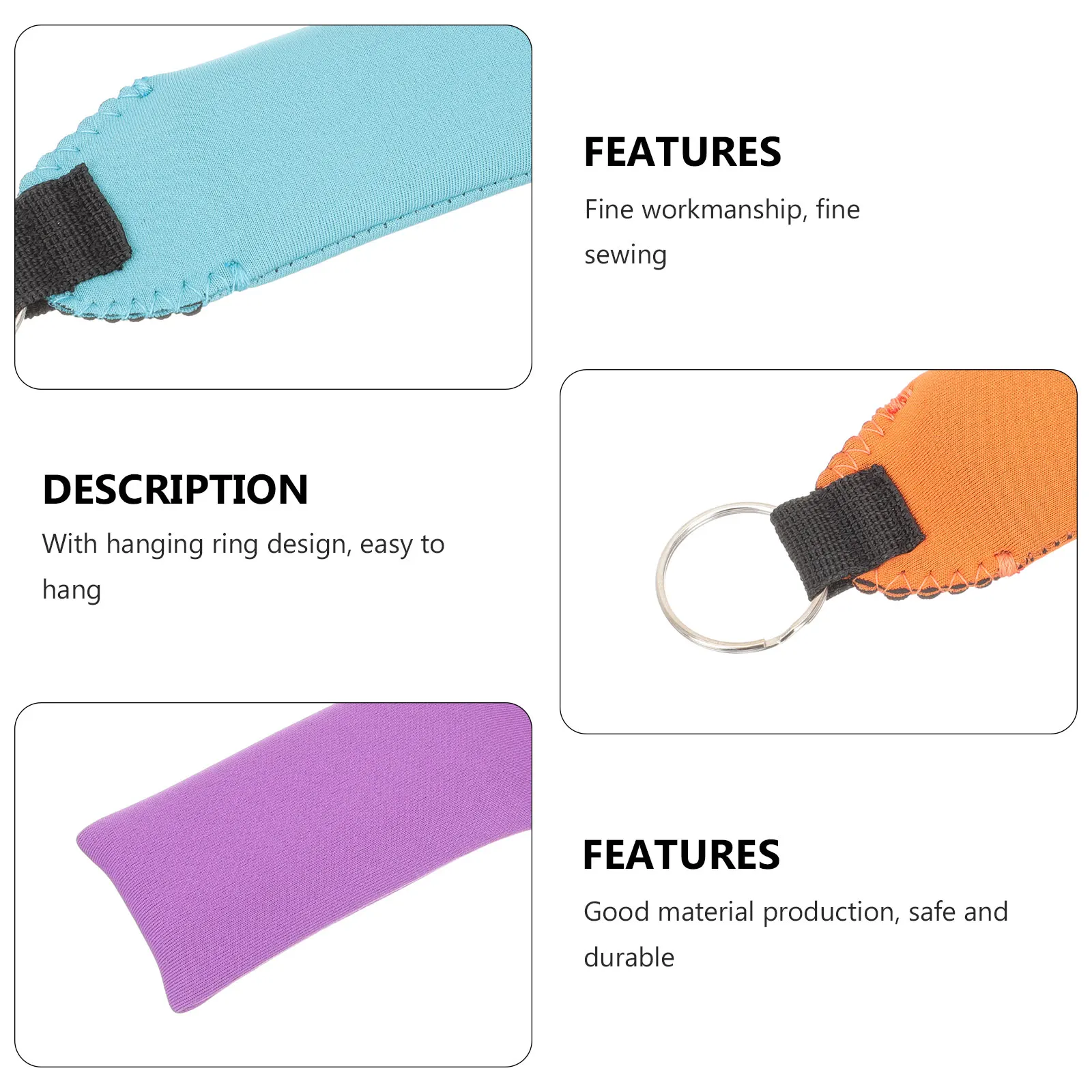 

6pcs Floating Keychains Bright Color Durable Waterproof Neoprene Floatable Key Rings Outdoor Beach Boat Fishing Water Skiing
