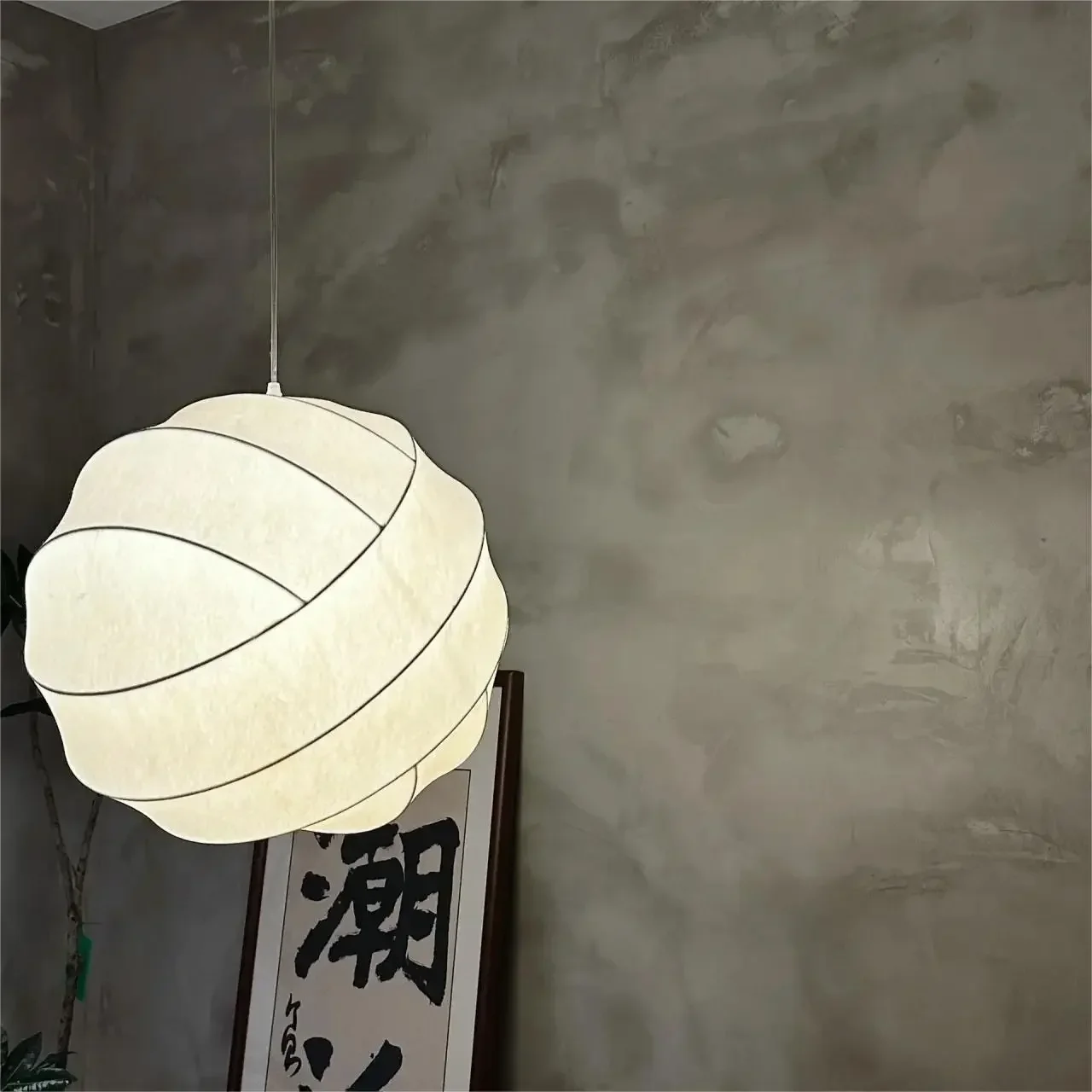 Wabi silkworm chandelier, Japanese living room lamp, bedroom lamp
