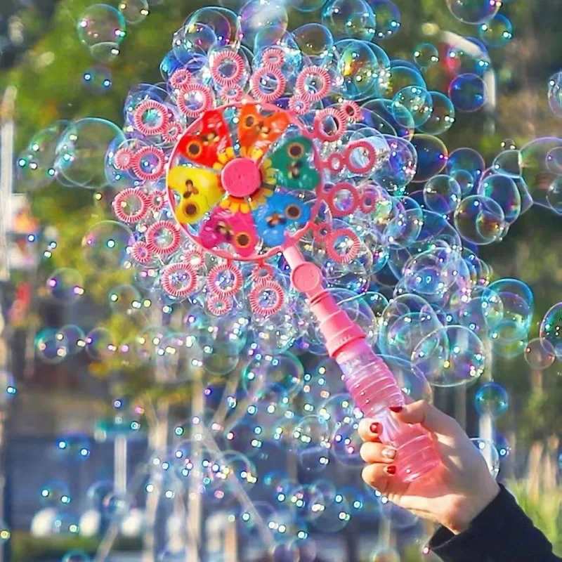 

New Children Creative Windmill Bubble Maker Machine Toy For Kids Blower Stick Fun Outdoor Sports Activity Play Games Gifts