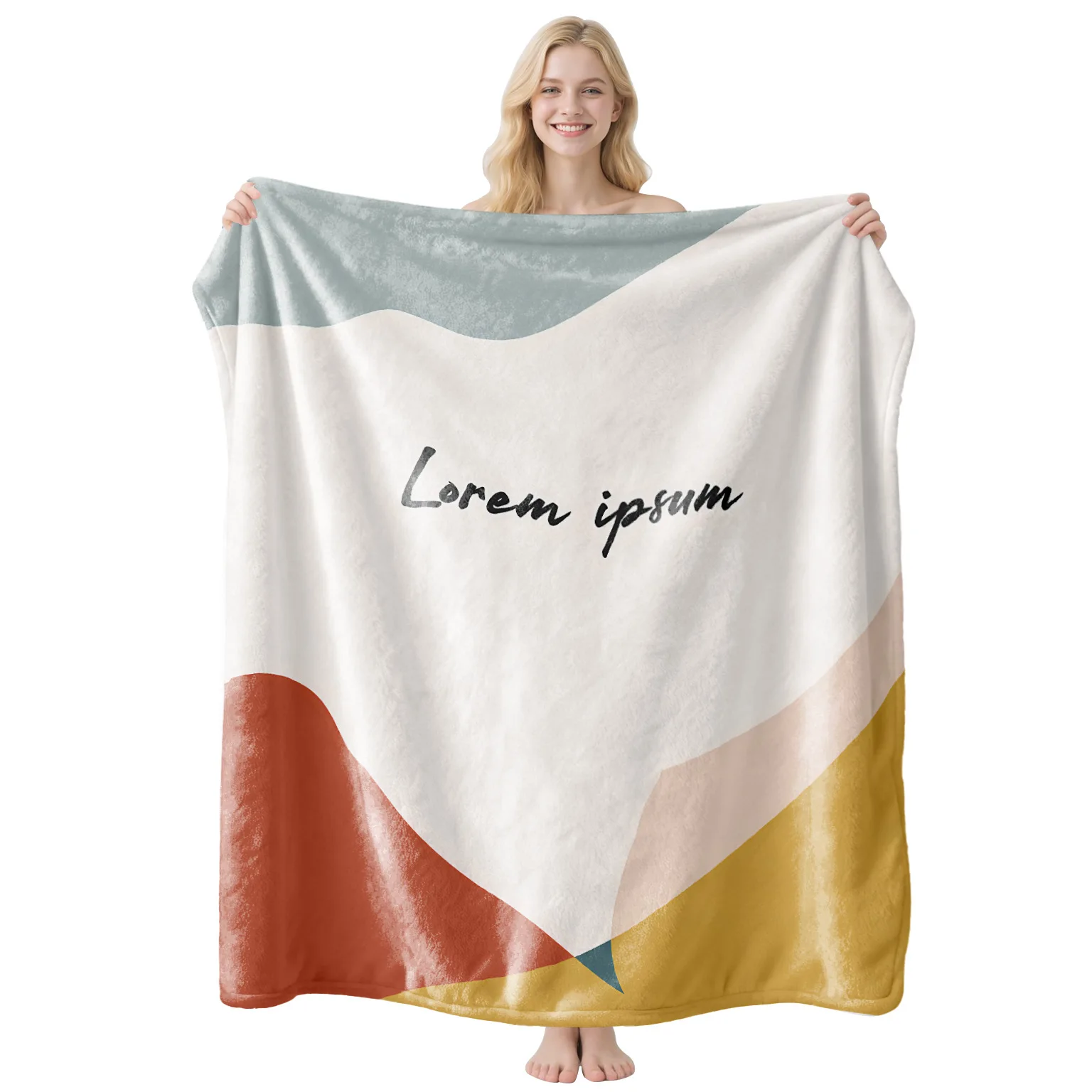 Morandi Block Blanket Abstract Geometric Typography Throw Couch Cover Minimalist Shape Plush Blankets Bedroom Bedding Decor