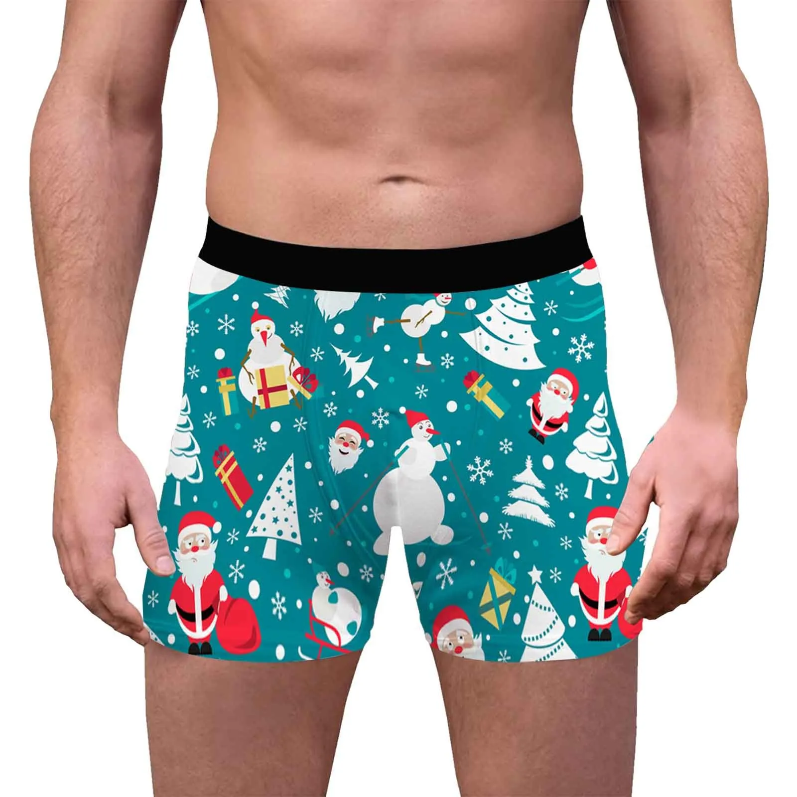 

Mens Christmas Underwear Snowman Santa Snowflake Print Panties Breathable Comfort Boxer Shorts Christmas Lingerie Underpants