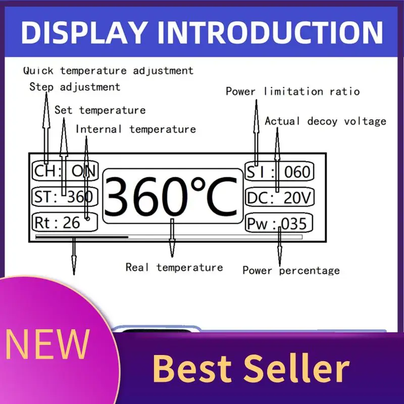 

ABHI-L210C PD 100W Portable Electric Soldering Iron 50-500°C Adjustable Temperature 0.99-Inch Color Screen Soldering Station