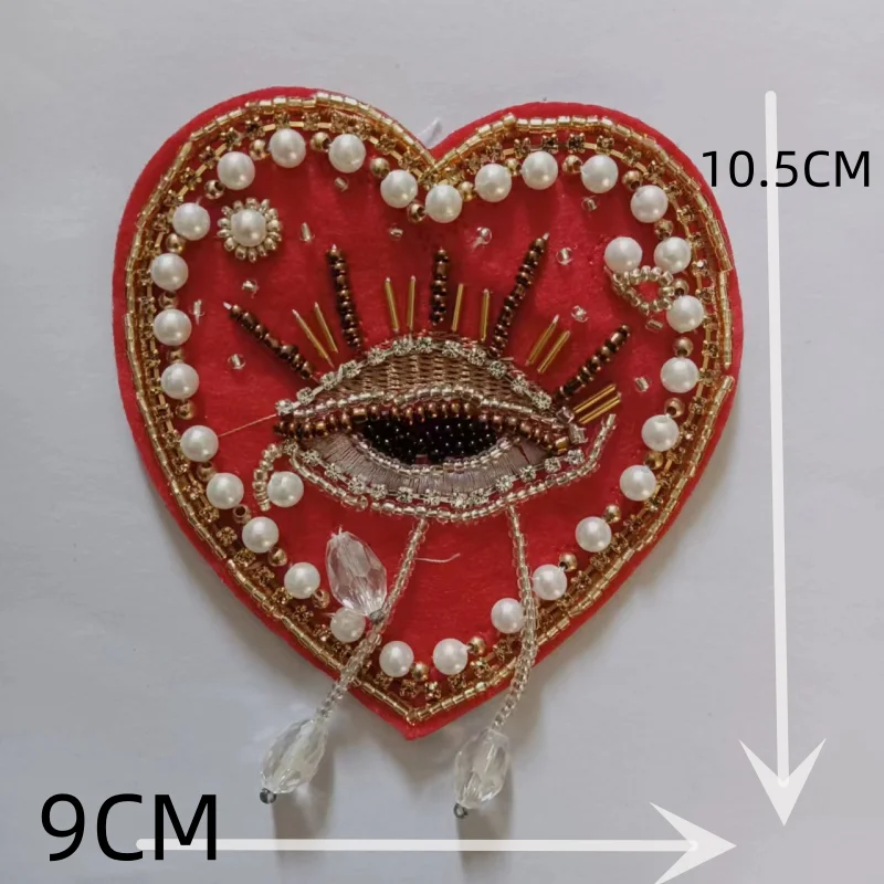 Embroidery Sequined Pearl Cross Patch,sequins Heart Beaded Eye Patches Badges Appliques for Clothing