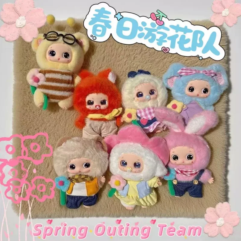 

Подлинная горячая детская плюшевая кукла с тремя весенними цветами, слепая коробка, модная игровая коллекция ручной работы, персонажи, украшение для рабочего стола, подарок