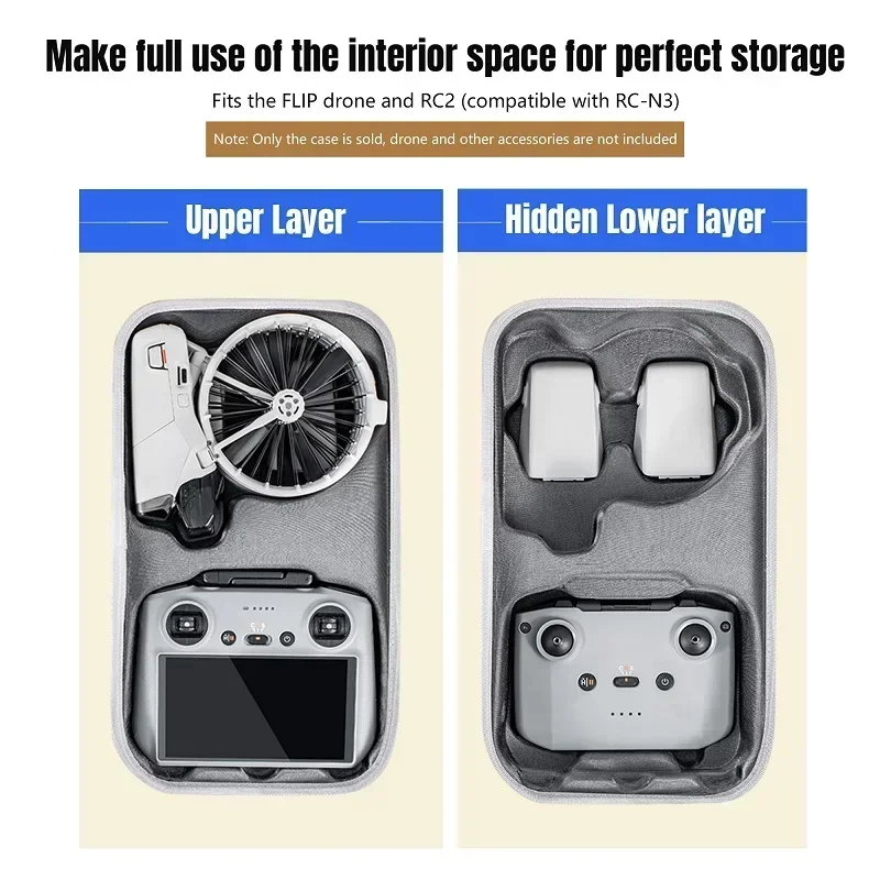 

All-in-One Carrying Case For DJI FLIP Drone Hard Shell Shock Absorbing Storage Case RC 2/RC-N3 Storage Case Drone Accessories