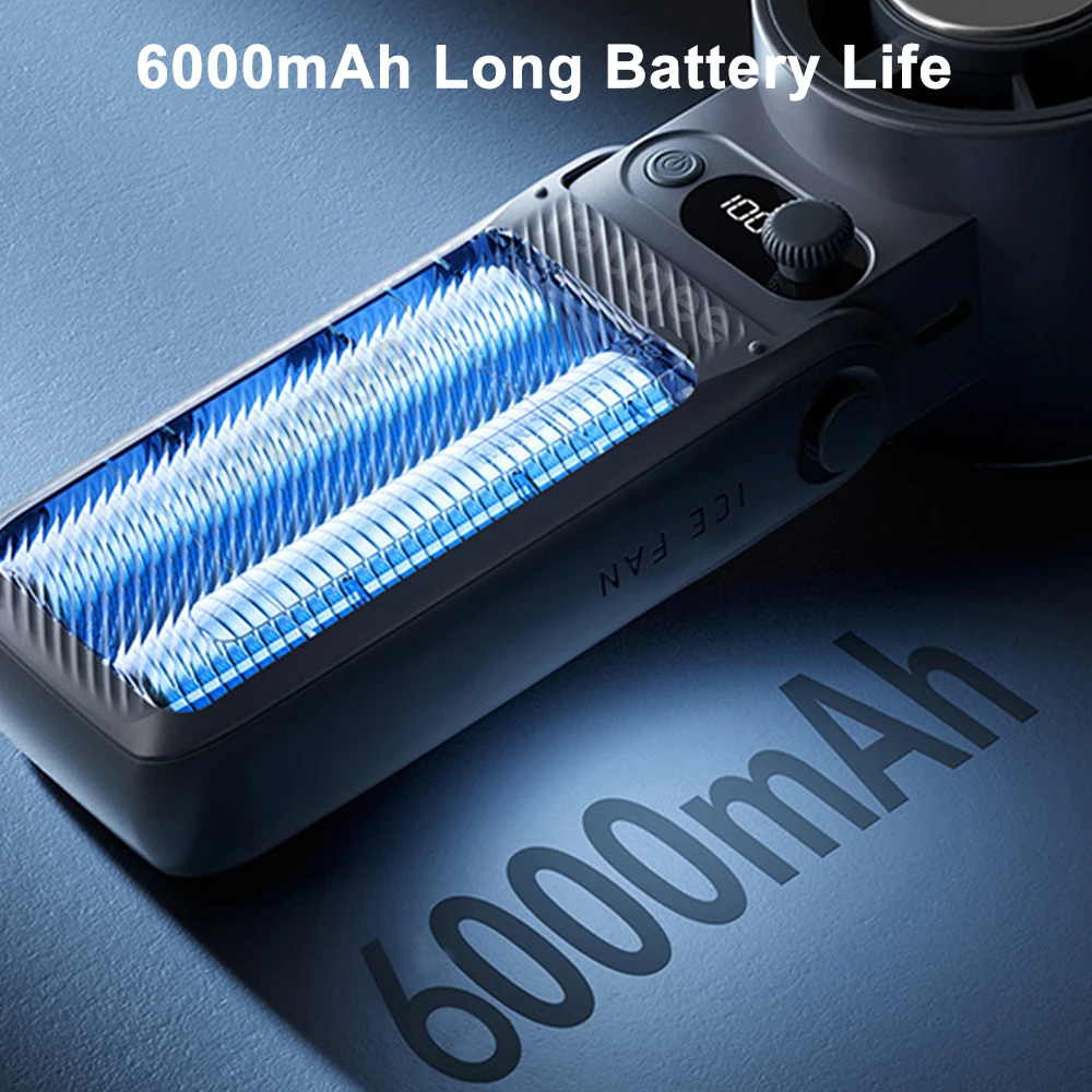 6000Mah مروحة صغيرة المحمولة مروحة تربو USB معلقة مروحة تبريد الهواء للسفر طوي مروحة مكتب شخصية قابلة للشحن مروحة تبريد