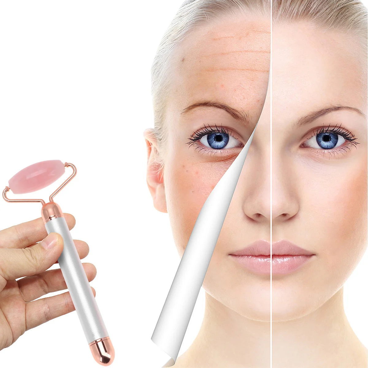 

1Set Electric Stone Face Roller Skin Tightening Massager Compact Portable Face Lifting Tool for Ladies