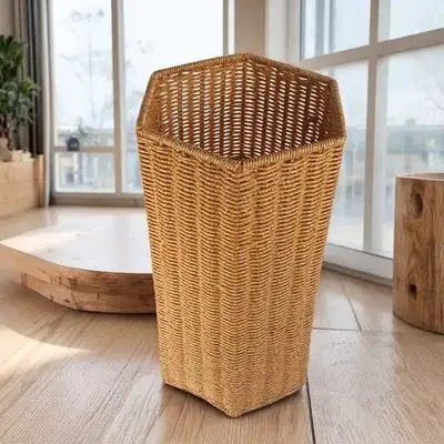 

Plastic Umbrella Holder with Woven Rattan Style High Capacity Stand for Long and Folding Umbrellas Indoor Entryway Home Office