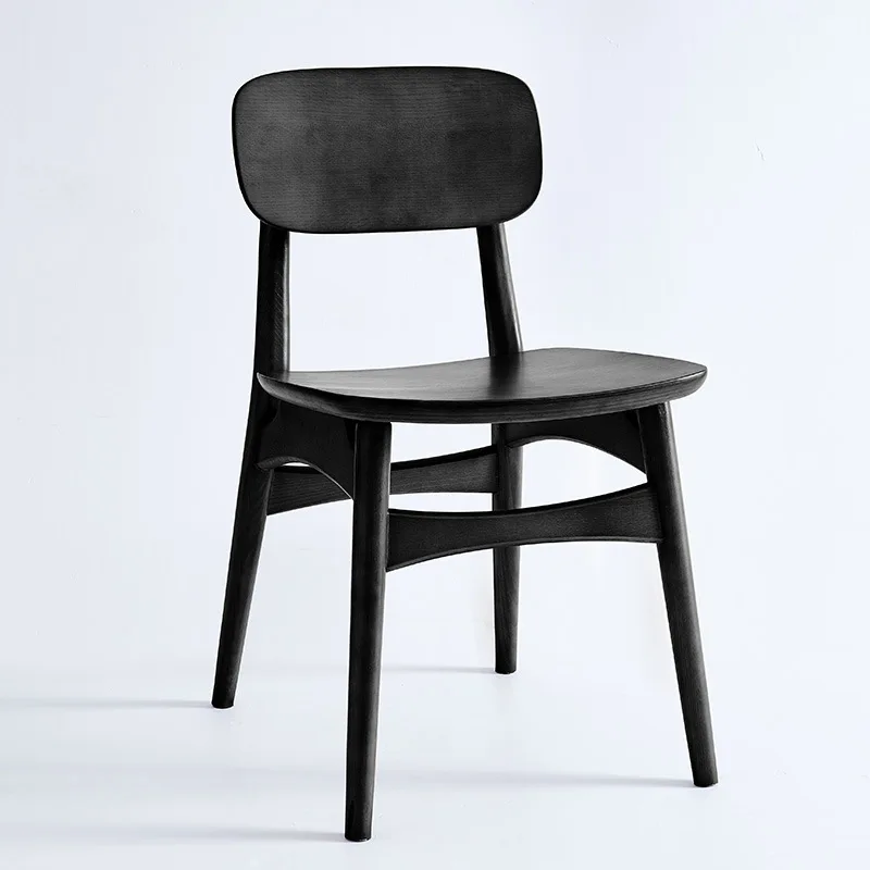 Modern Simple Solid Wood Dining Chair Homestay Cafe Restaurant Reception and Negotiation Dining Chair Indonesian Rattan
