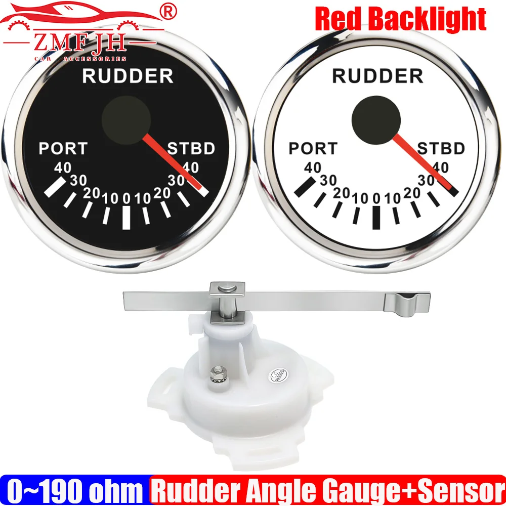 

Universal Marine Boat Rudder Angle Indicator Gauge 52m 0-190 Ohm with Red Backlight Waterproof Rudder Angle Meter for Ship Boat