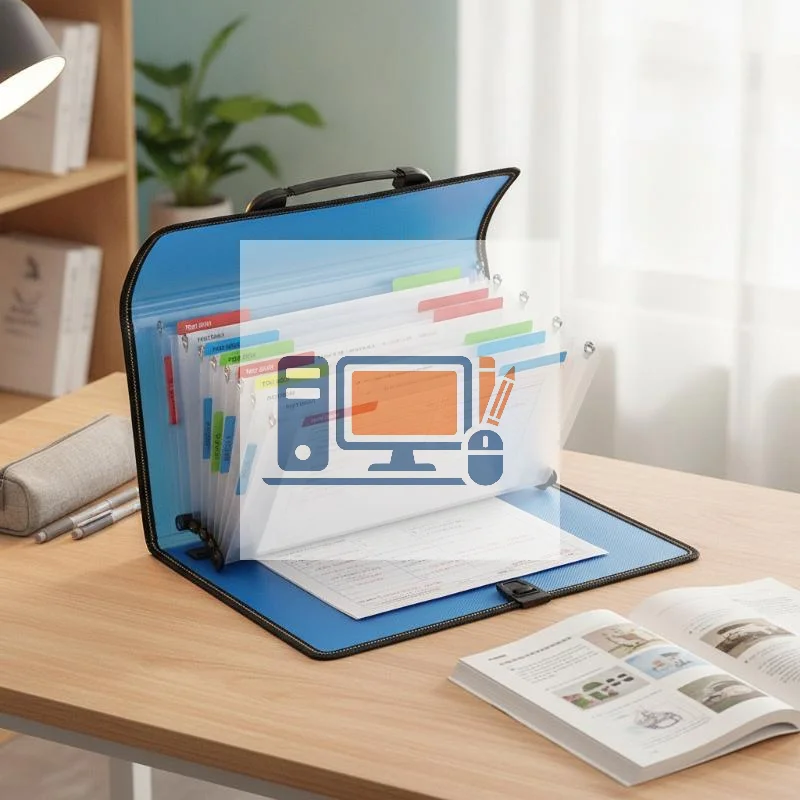 Long Bond Paper File Organizer Document Organizer Folder Long Size With Handle Large Capacity Multi-layer Portable
