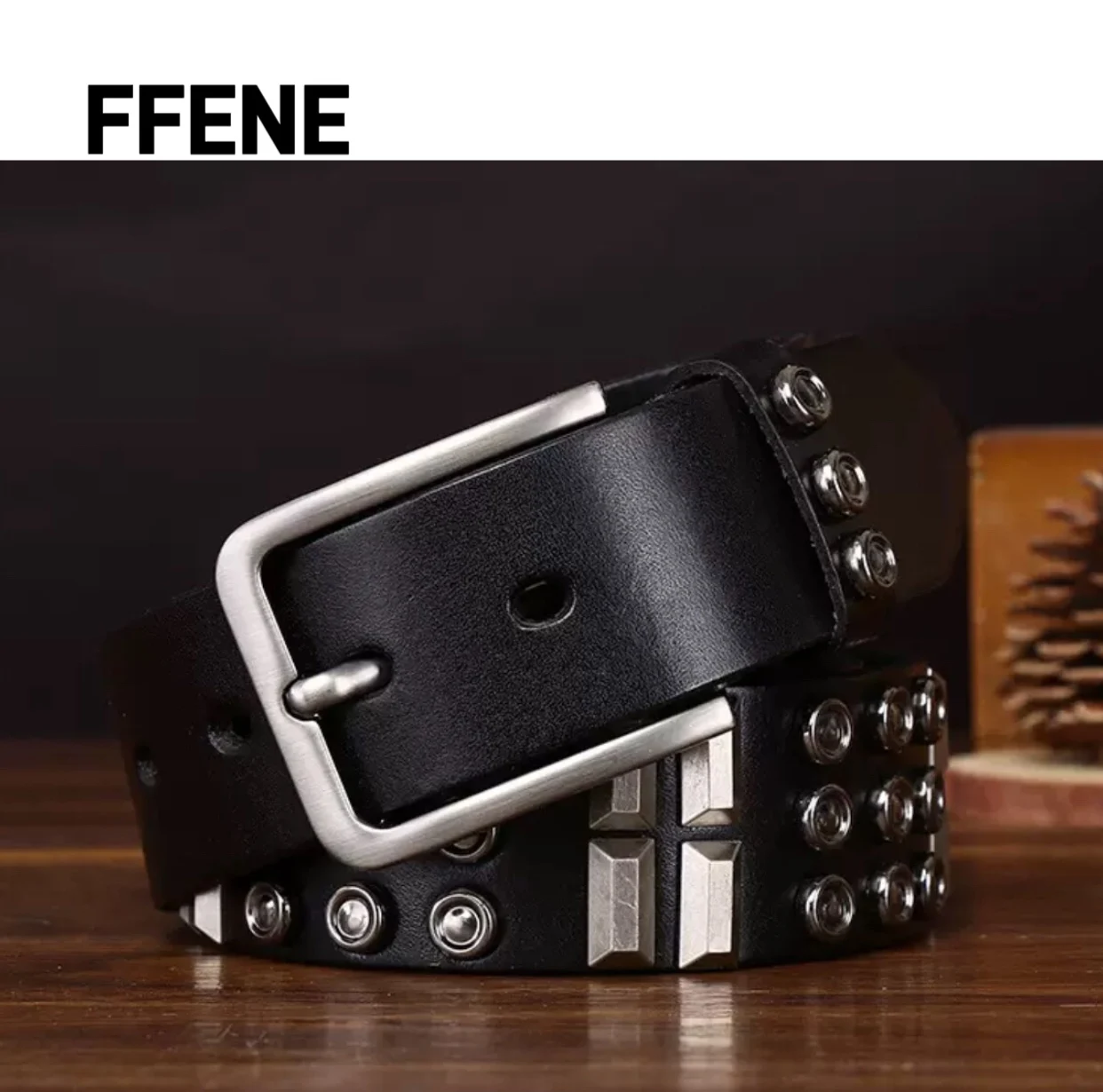 

Hot-selling genuine leather first-layer cowhide punk-style rivet belt men's hip-hop luxurious high-end feeling motorcycle work
