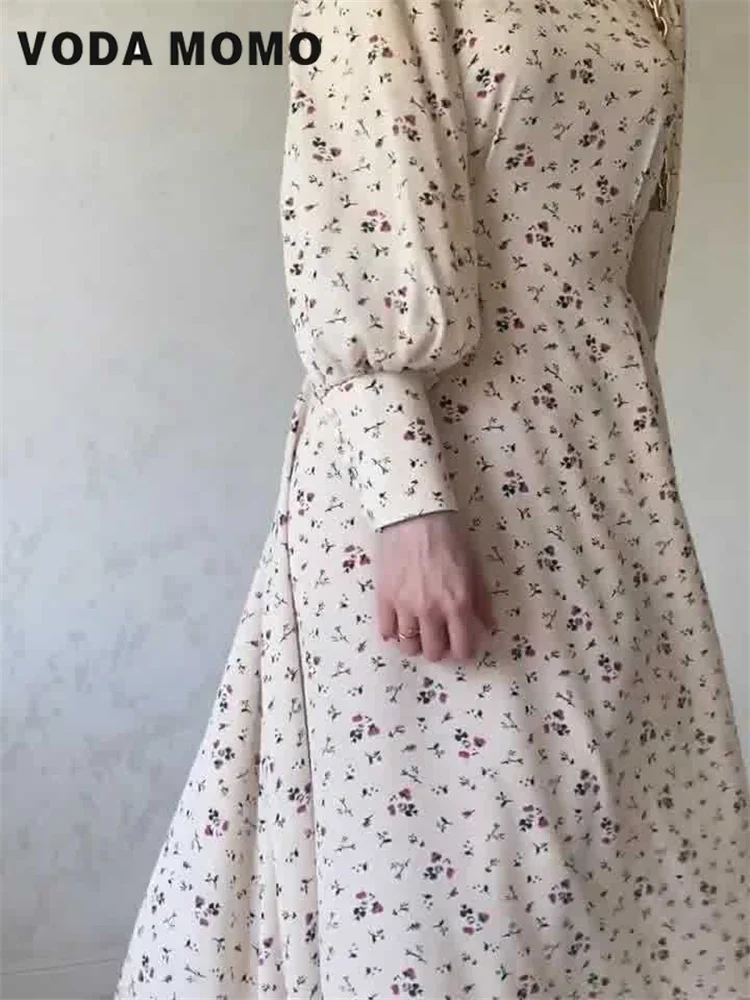 New Spring Autumn Versatile Gentle Loose Lace-up Floral Simple Elegant Temperament Dress Design Sense Long Sleeve Casual Dress