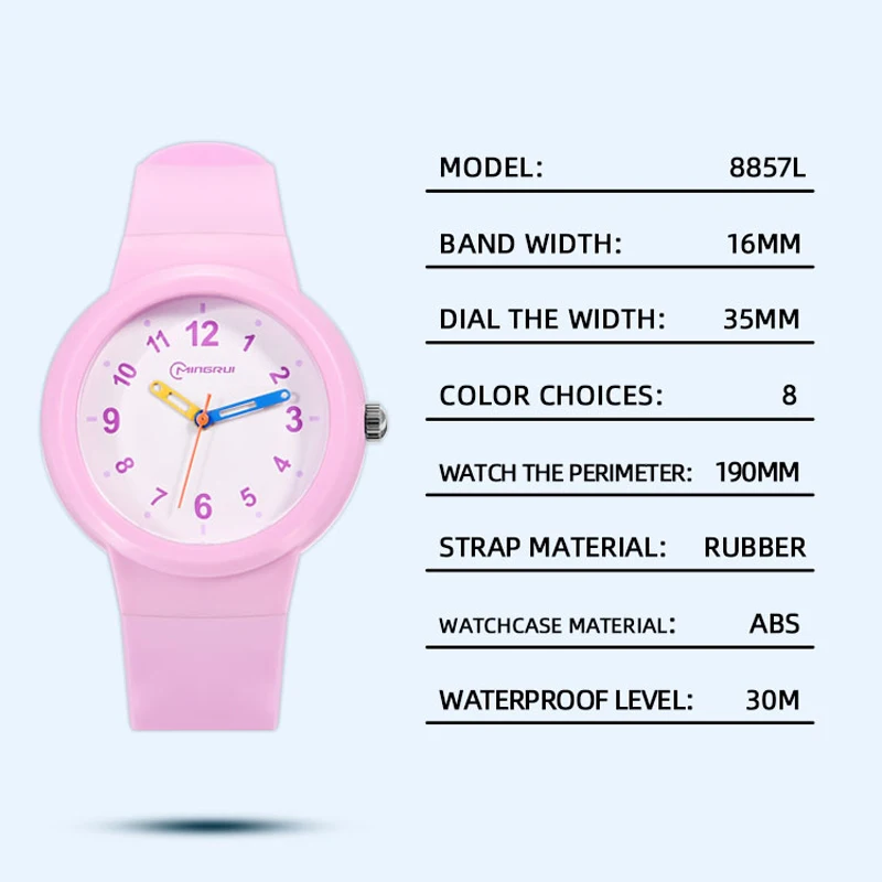 3-12-year-old Watches Primary Secondary School Students Simple Digital Waterproof Boys Girls Children Fashion Quartz Clock Watch