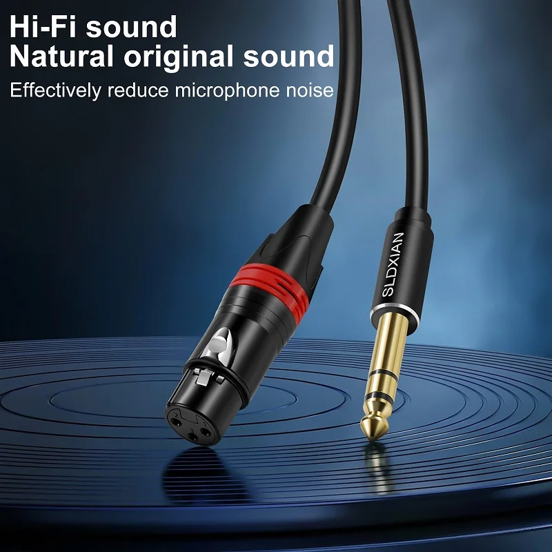 XLR female to 1/4 inch 6.35mm TRS stereo jack cable, 3-pin female XLR to quarter inch balanced interconnect jumper