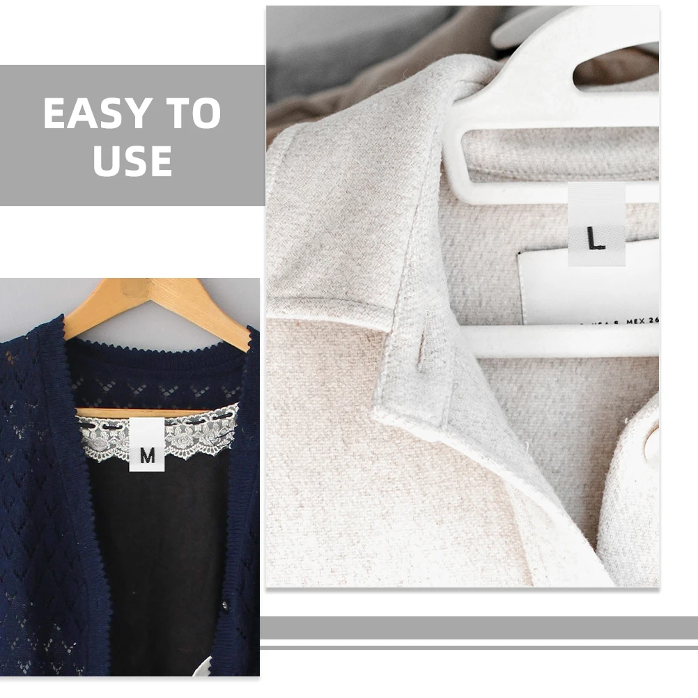 

Sew on Size Labels for Clothing Garments Washable Polyester Fabric Tags Clear Patterns Easy to Use Clothes Size Labels