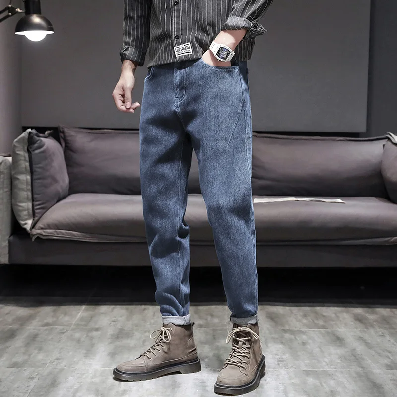 

Men's Trousers Autumn New 2022 Korean Style Fashion Denim Hipster Men's Feet Slim Men's Pants Baggy Streetwear Boyfriend Jeans