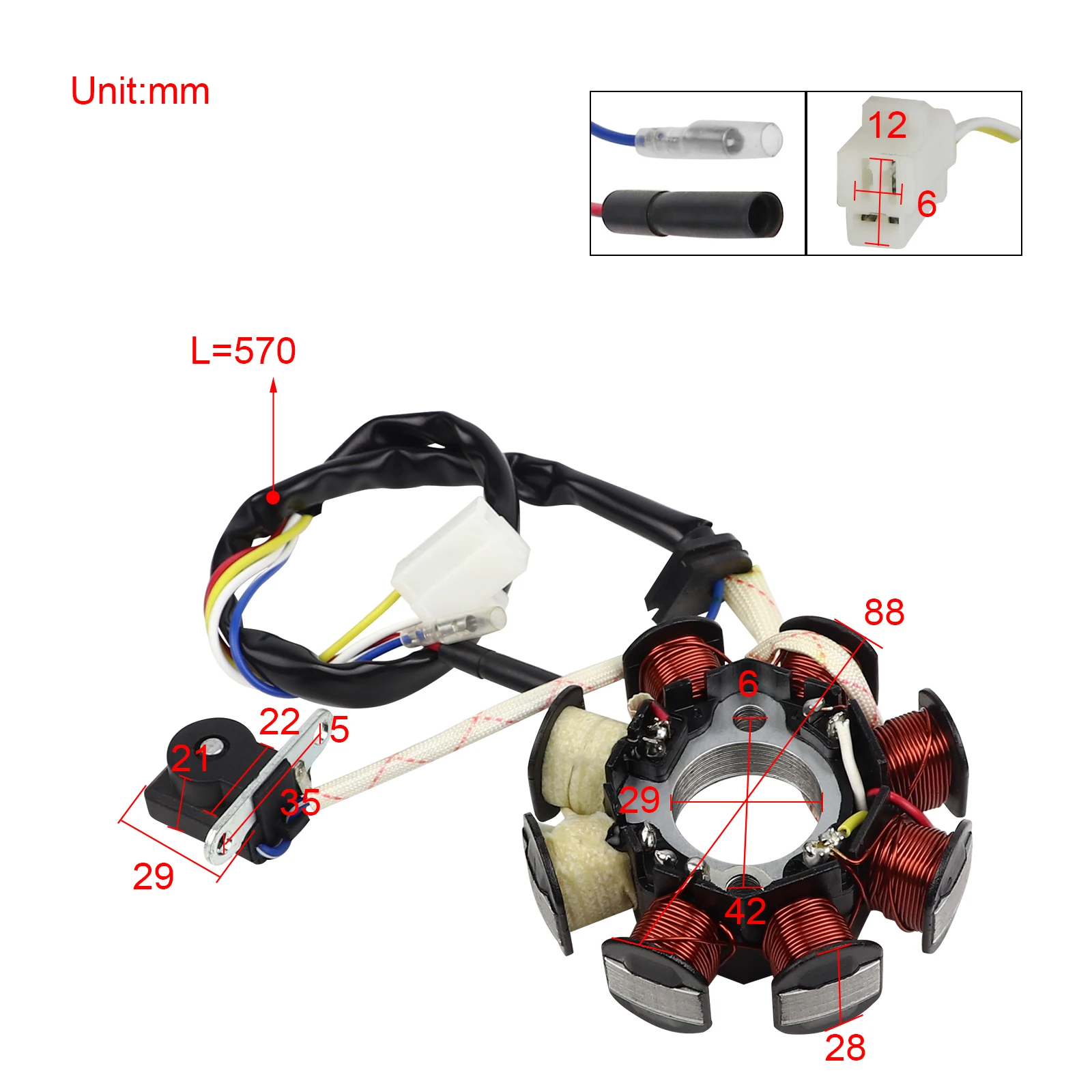 FLYPIG 8 Coil Magneto Stator for GY6 49cc 50cc 125cc 150cc Moped Scooter ATV Go Kart Sunl Roketa Vespa Motorcycle Magneto Coil