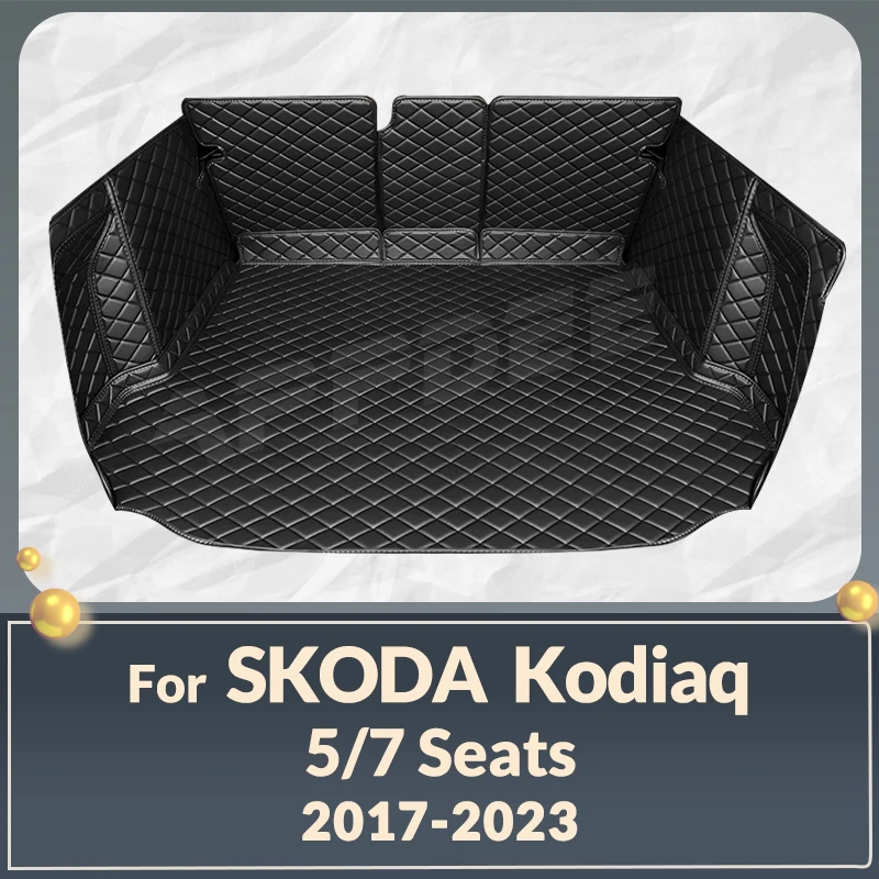 Auto Full Coverage Trunk Mat For SKODA Kodiaq 7-Seat 2017-2023 22 21 20 19 18 Car Boot Cover Pad Interior Protector Accessories