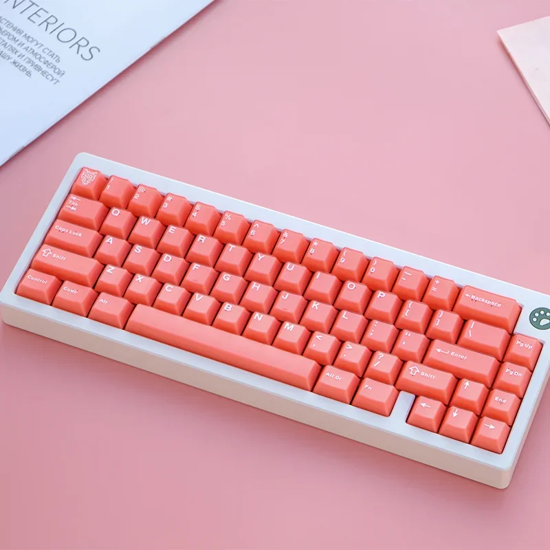 114-Key Aifei Orange Red ABS Keycaps - Cherry Profile, Double-Shot, Semi-Transparent for Mechanical Keyboards