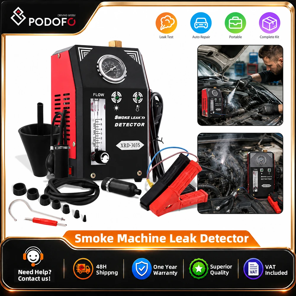 Máquina de Humo Podofo EVAP para Pruebas de Fugas, Detector de Fugas Automotriz para Todos los Vehículos de 12V CC