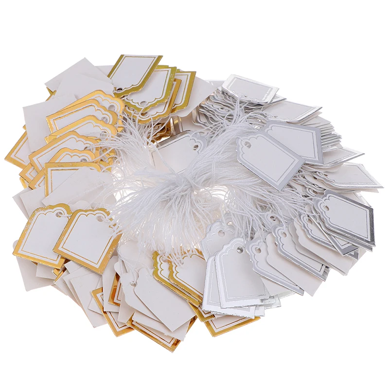 200pcs/300pcs Ismertető jel Behabar stringed Felfűz Cédula ékszer Portéka kijelző Becs HTML elem white/gold/sliver