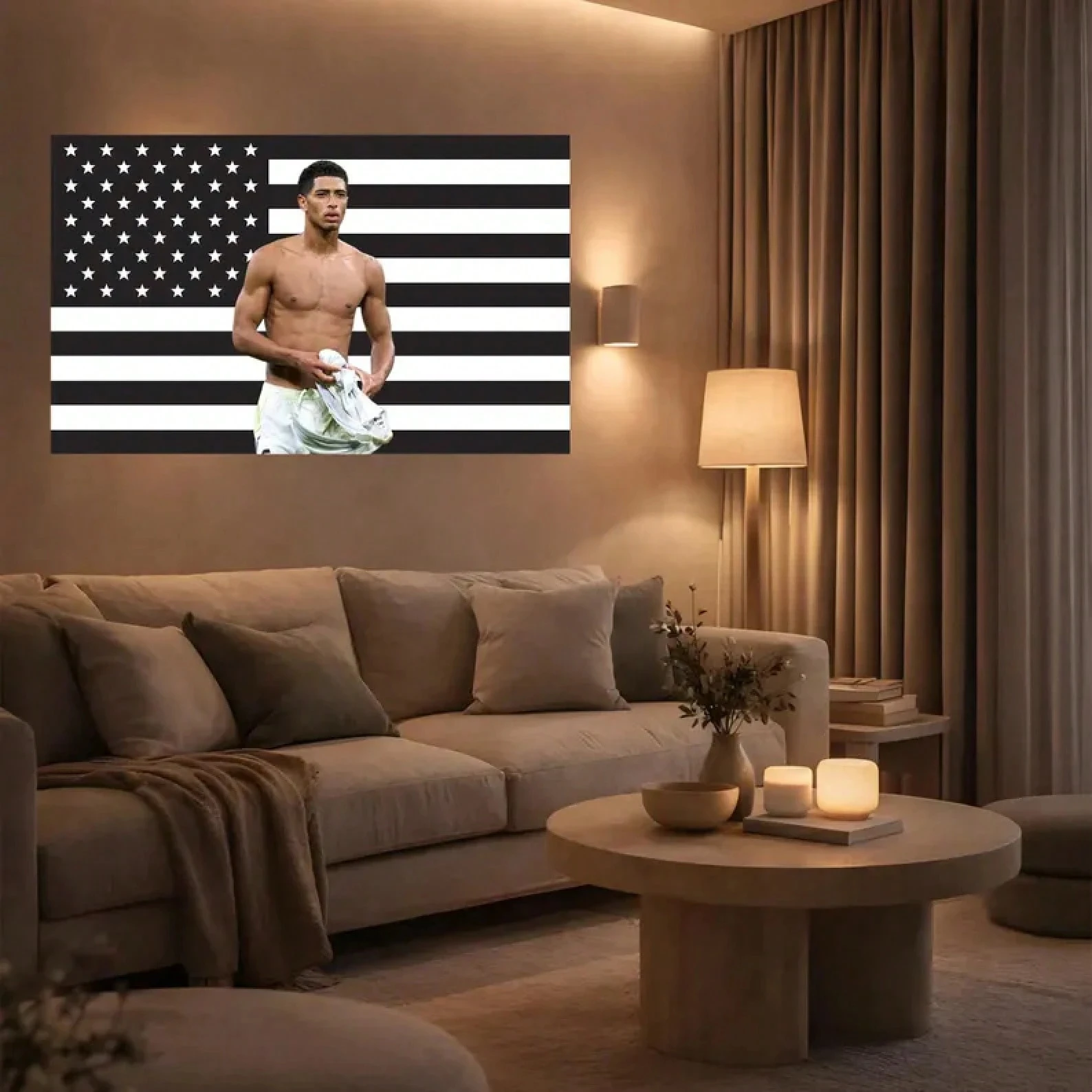 1pc Jude Bellingham Black American Flag Tapestry – Football Star Wall Art | Soccer Fan Decor | Aesthetic Black Flag | Sports Roo