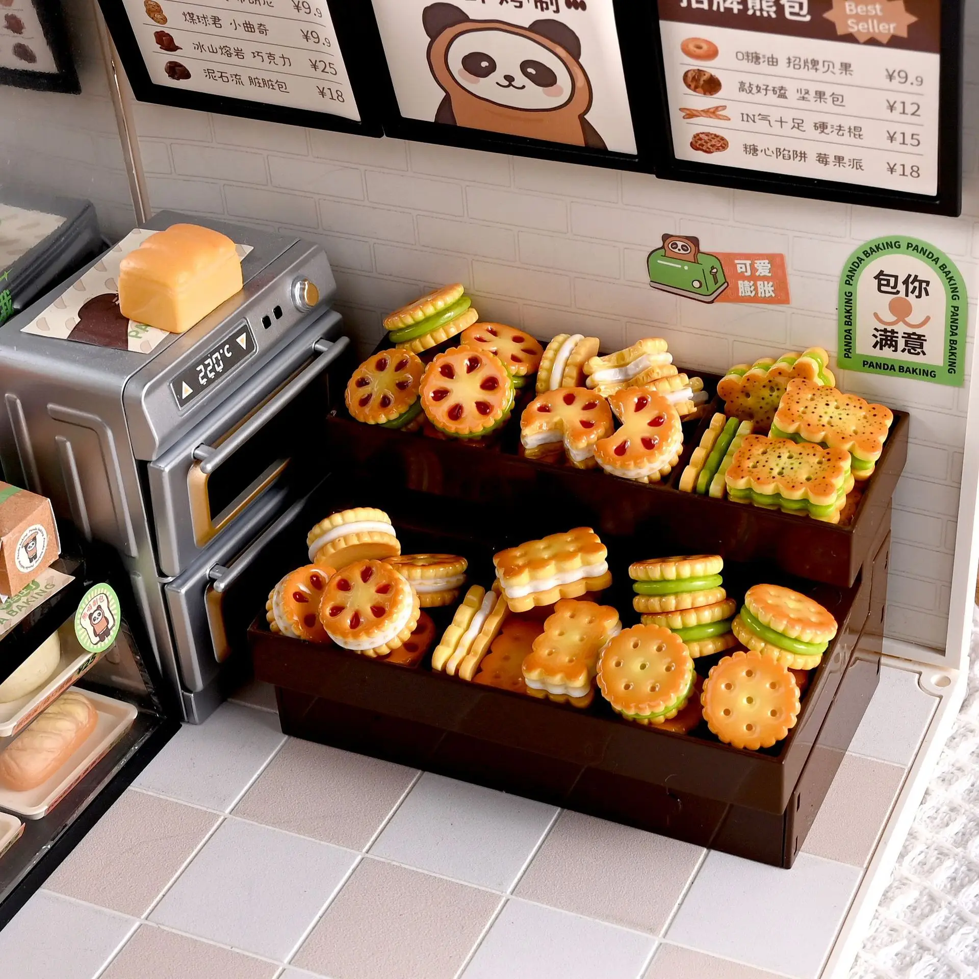 5pcs Mini Jam Cookies Dessert Cookie Model Kitchen Scene Resin Scale Miniature Dollhouse Decor DIY Decoration Home Decor