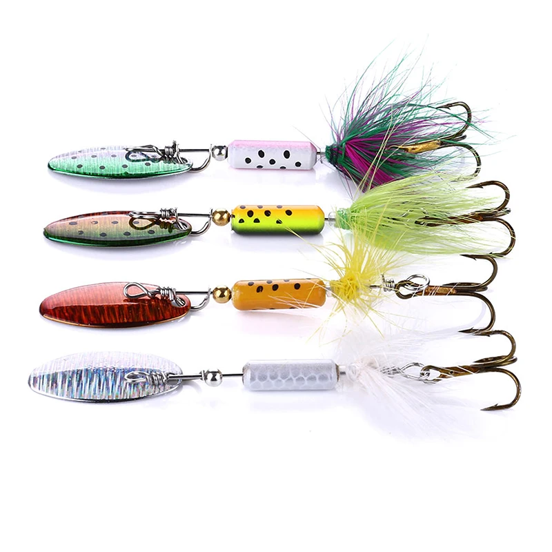 Metal Lures 1PCS 3.5g Feather Sequins Wobbler Vibrations Spoon Fishing Bait Bass Artificial Hard Bait Cicada Fishing Tackle