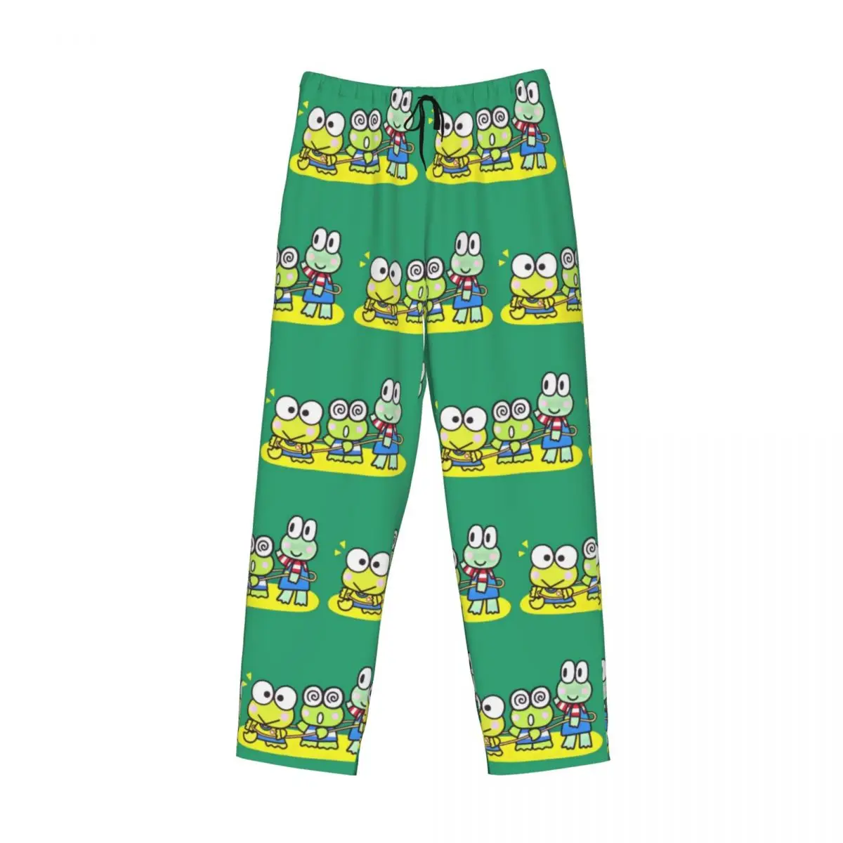 Pantalones de pijama divertidos Keroppi personalizados para hombre, pantalones lindos con estampado de dibujos animados para dormir, ropa de dormir con bolsillos