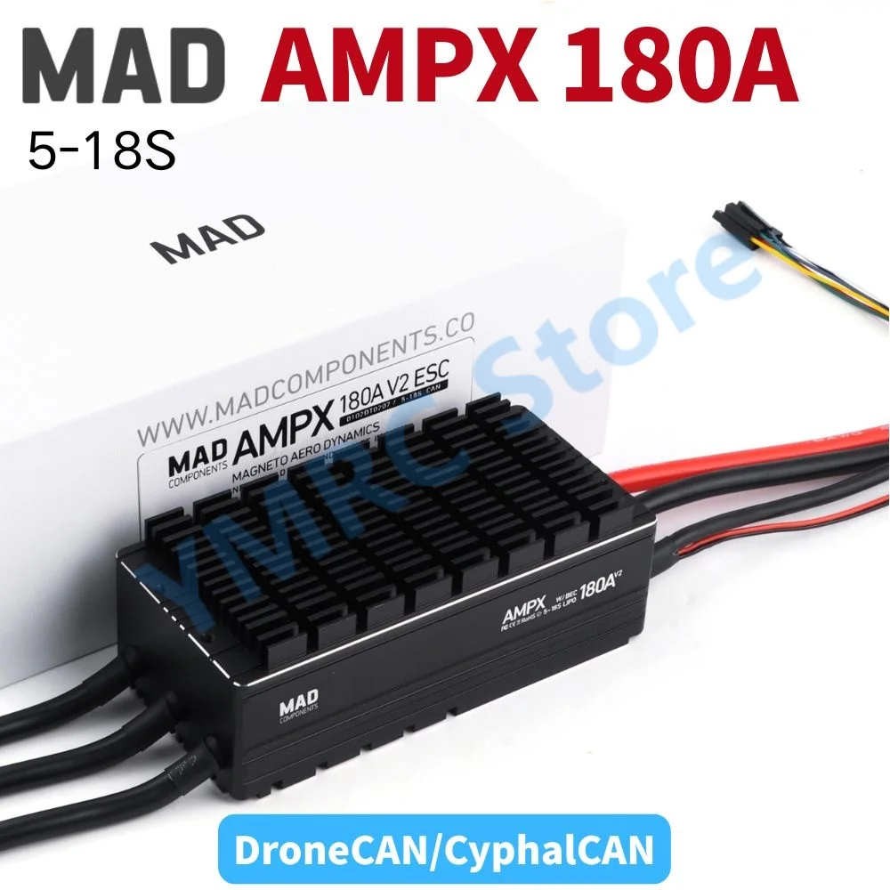 

MAD AMPX 180A 5-18S BLDC electronic governor with CAN version is suitable for multi-axis multi-rotor UAV.
