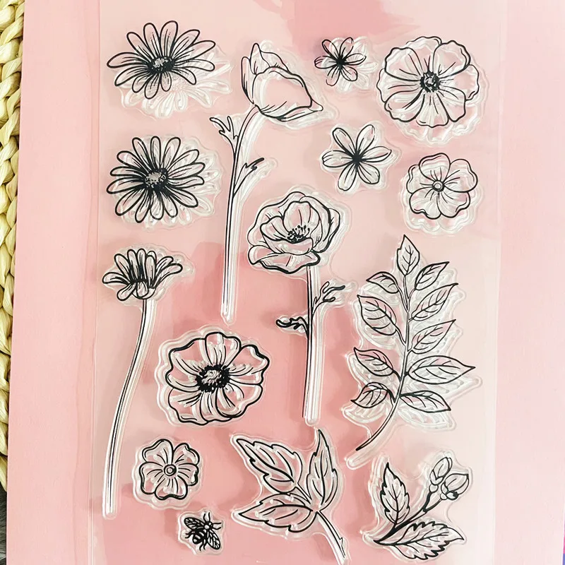 boom flower leaves Clear Stamp Transparent Silicone Stamp Seal Sheet For Scrapbooking Photo Album Decoration