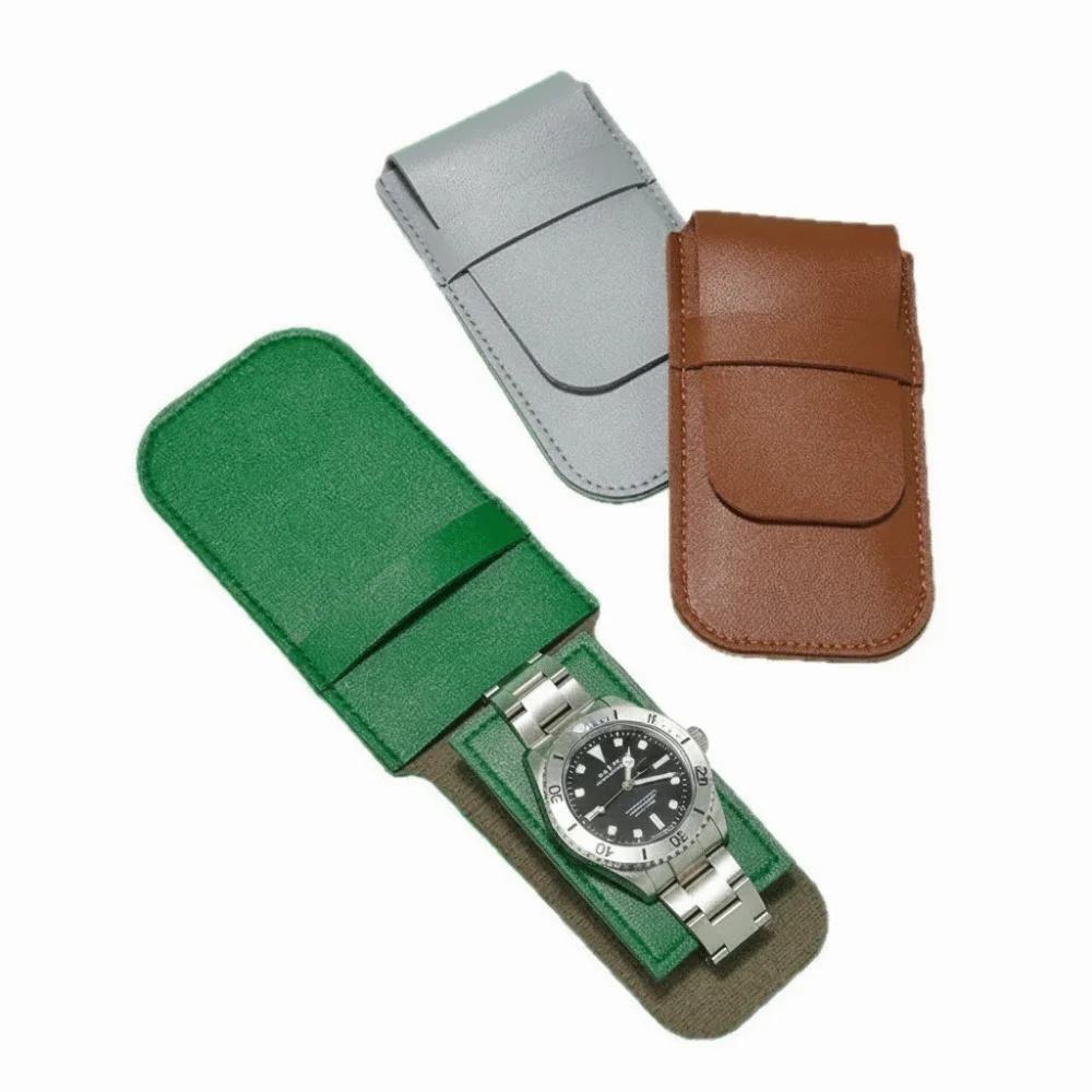 

Simple PU Watch Bag Organizer Flip Cover Anti-Dust Watch Storage Bag Solid Color Anti-Scratch Watch Placement Bag Travel